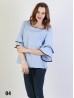 Bell Sleeve & Ring Collar Solid Blouse
